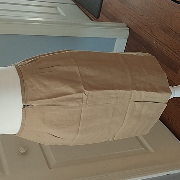 Rena Rowan for Saville Petite Vintage Tan Linen Blend Skirt 10P - Picture 9 of 10